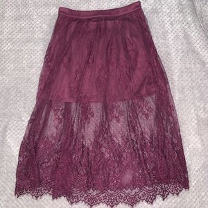 FOREVER 21 purple lace midi skirt